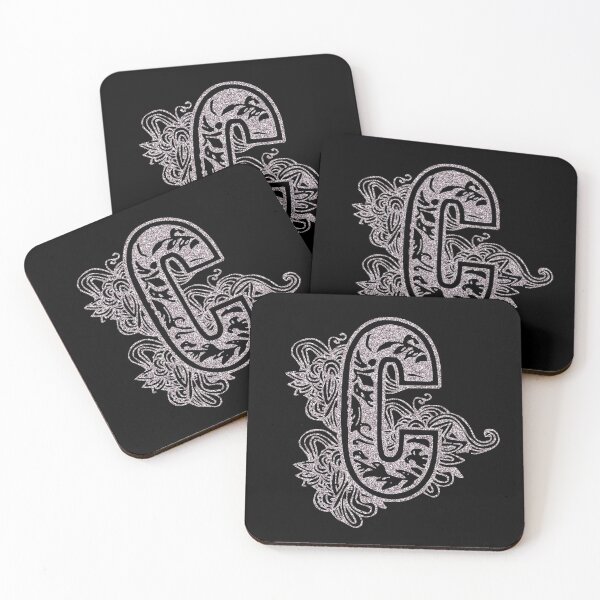 Item preview, Silver floral letter C designed and sold by DarkArtStudio.