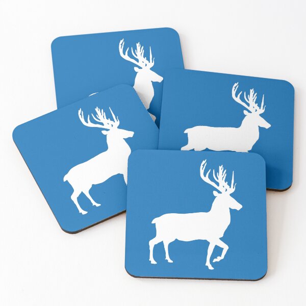 Item preview, White Coloured Scottish Stag Silhouette on Saltire Blue Background designed and sold by MacPean.