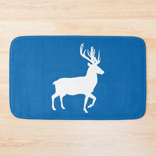 Item preview, White Coloured Scottish Stag Silhouette on Saltire Blue Background designed and sold by MacPean.
