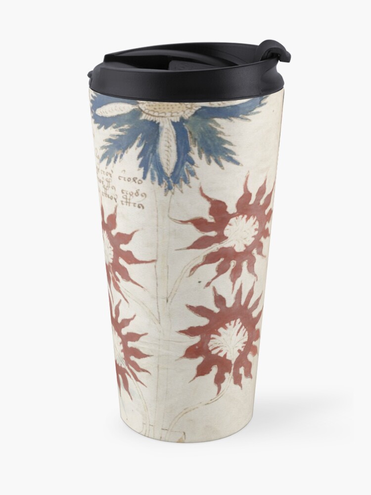 Alternate view of Voynich Manuscript. Illustrated codex hand-written in an unknown writing system Travel Coffee Mug
