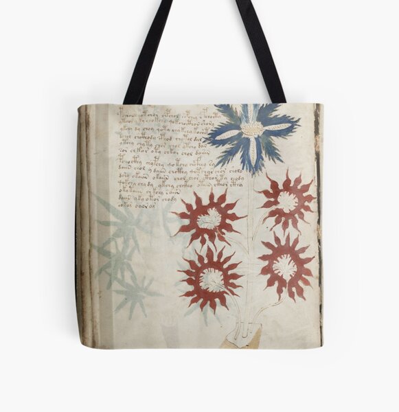 Voynich Manuscript. Illustrated codex hand-written in an unknown writing system All Over Print Tote Bag