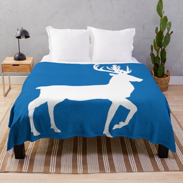 Item preview, White Coloured Scottish Stag Silhouette on Saltire Blue Background designed and sold by MacPean.
