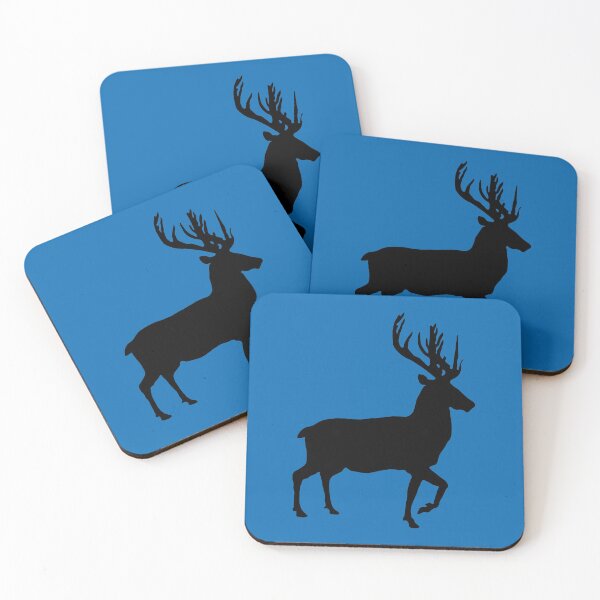 Item preview, Black Coloured Scottish Stag Silhouette on Saltire Blue Background designed and sold by MacPean.