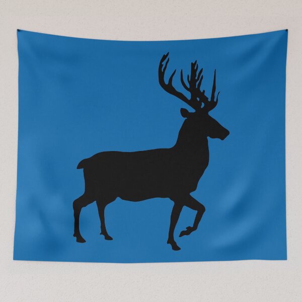 Item preview, Black Coloured Scottish Stag Silhouette on Saltire Blue Background designed and sold by MacPean.