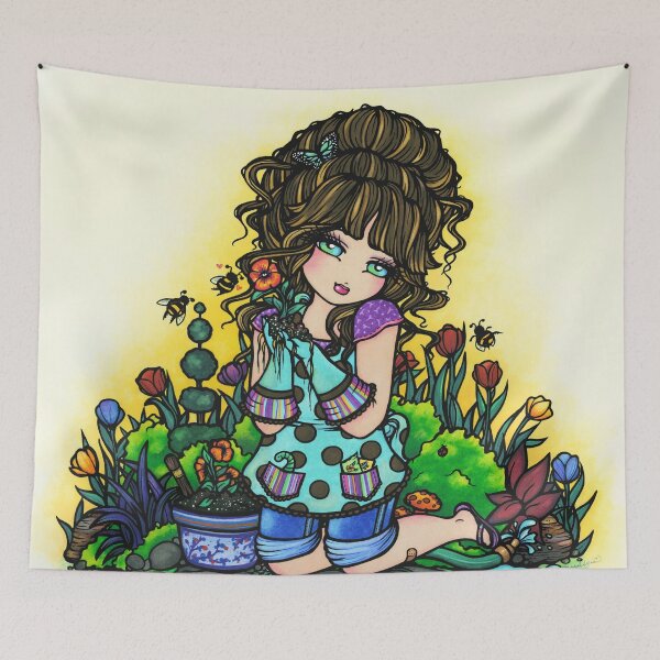 Item preview, Little Gardener Girl Spring Whimsical Fantasy Art designed and sold by hannahlynnart.