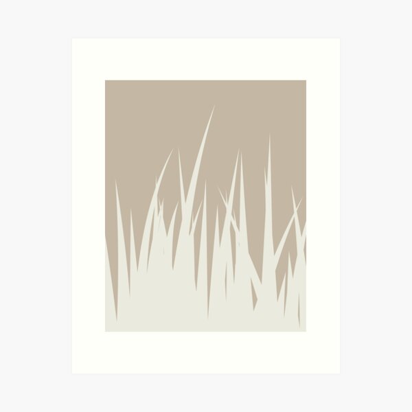 Grass Minimalist Botanical Boho Beige Art Print