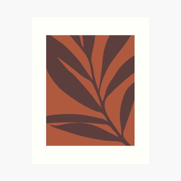 Item preview, Leaf Minimalist Botanical Boho Orange Brown designed and sold by PAPER MOON art & design.