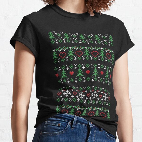 Really Ugly Christmas Sweater Forest Heart Classic T-Shirt