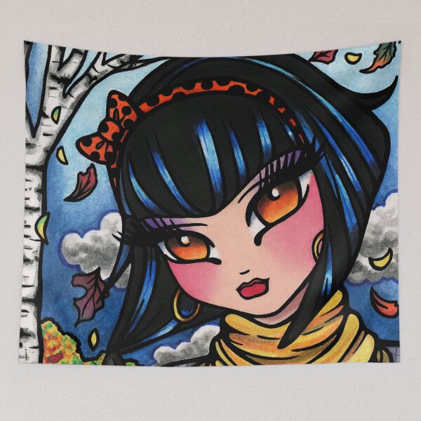 Item preview, Autumn Beauty with her Feline Friend Nature Scene designed and sold by hannahlynnart.