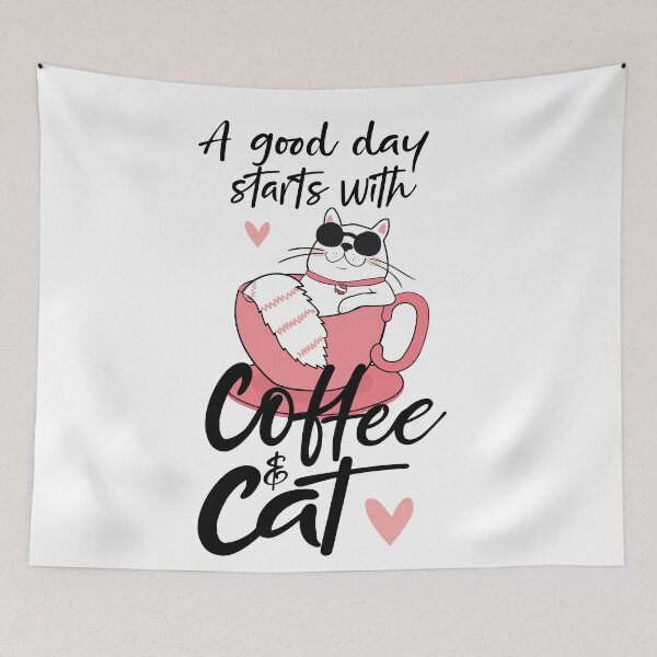 Item preview, Funny Gift For Cat & Coffee Lovers A Good Day Starts With Coffee & Cat designed and sold by Suhy.