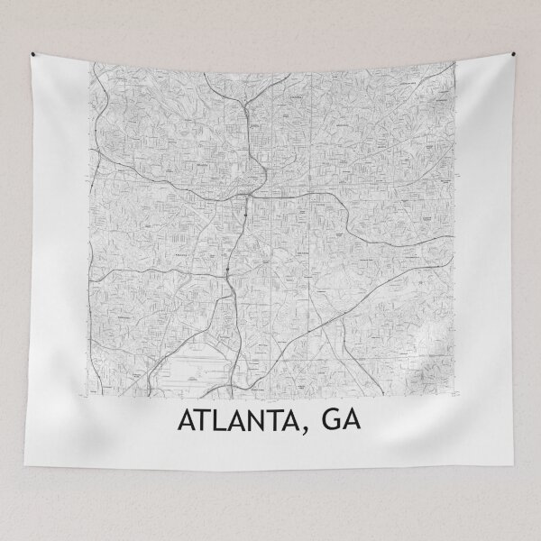 Item preview, Atlanta, GA Quad Topographical Map Black & White designed and sold by PGHPhotoCo.