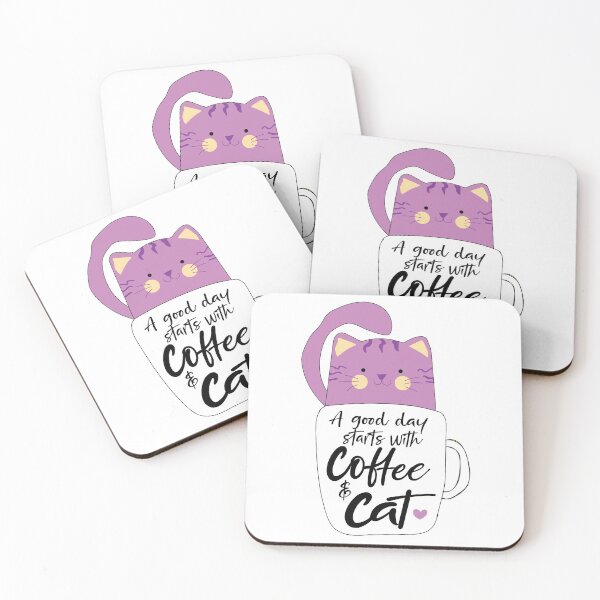 Item preview, Funny Gift For Cat & Coffee Lovers A Good Day Starts With Coffee & Cat designed and sold by Suhy.