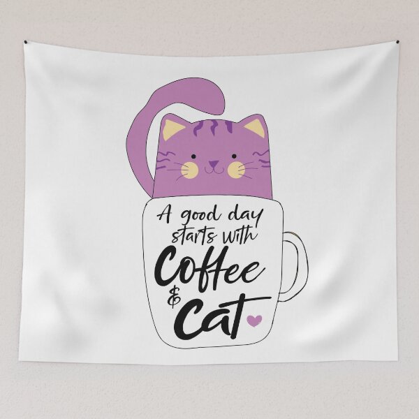 Item preview, Funny Gift For Cat & Coffee Lovers A Good Day Starts With Coffee & Cat designed and sold by Suhy.