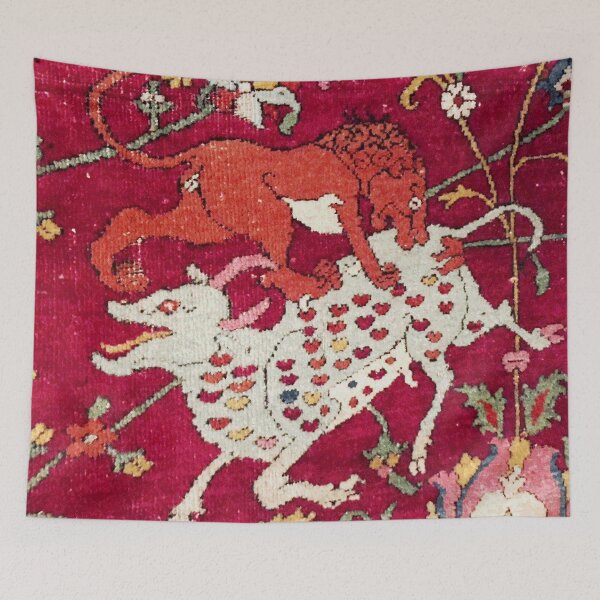 Item preview, Safavid Antique Hunting Rug Animal Print designed and sold by Vicky Brago-Mitchell®.