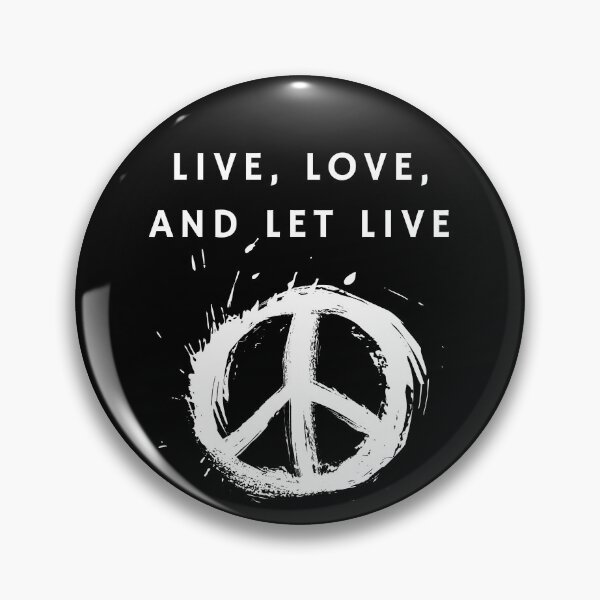 Item preview, Excellent white font "Live, Love, and Let Live" with peace sign merch designed and sold by AyeAyeBeans.