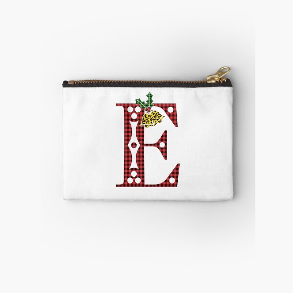 Item preview, Alphabet Letter E, Leopard Buffalo Plaid Christmas Design designed and sold by MonogramHQ.
