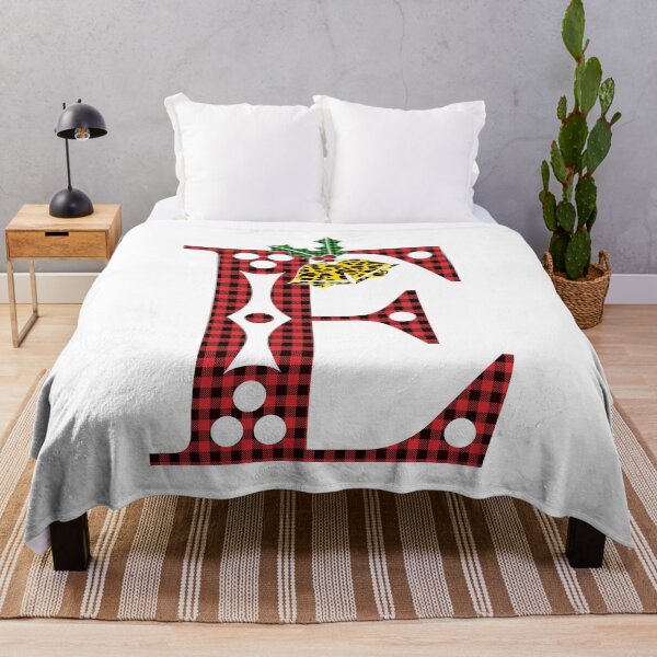 Item preview, Alphabet Letter E, Leopard Buffalo Plaid Christmas Design designed and sold by MonogramHQ.