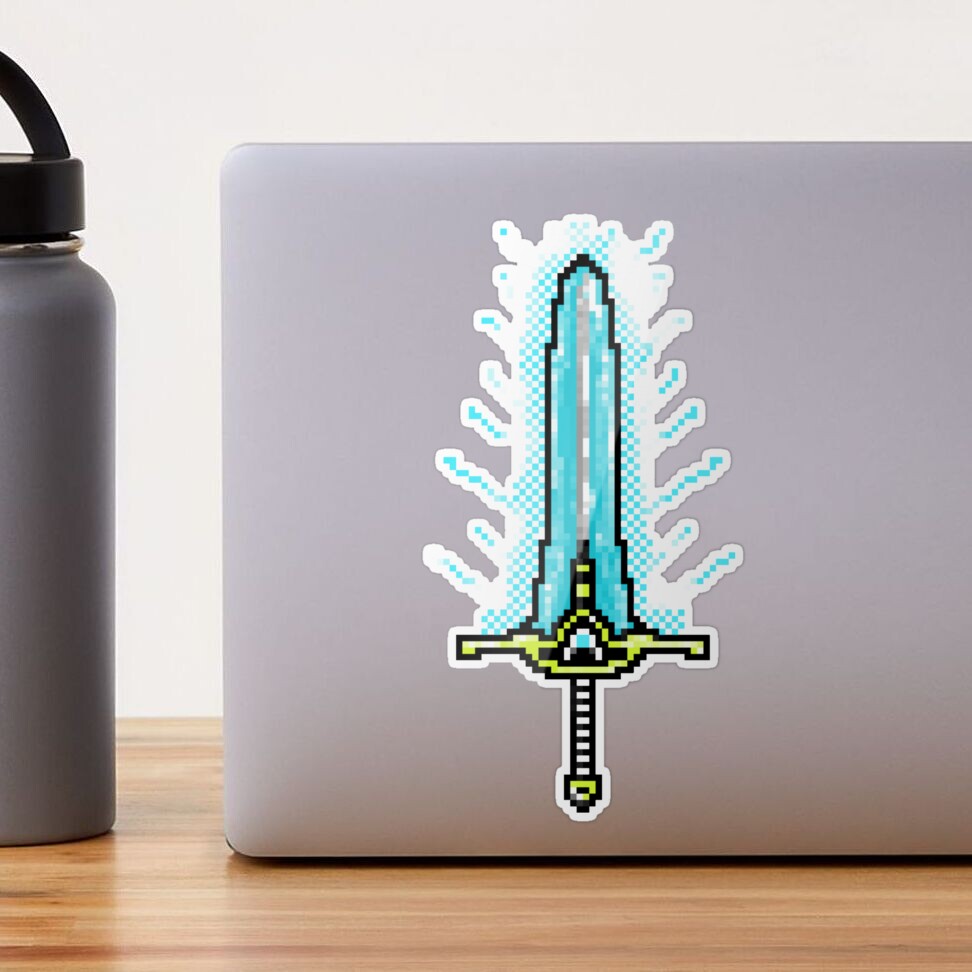 Pixel art mine craft warrior sword hearts Water Bottle by Grenar