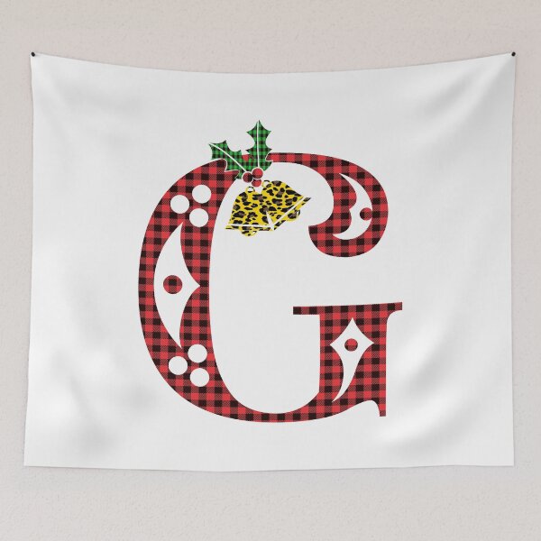Item preview, Alphabet Letter G, Leopard Buffalo Plaid Christmas Design designed and sold by MonogramHQ.