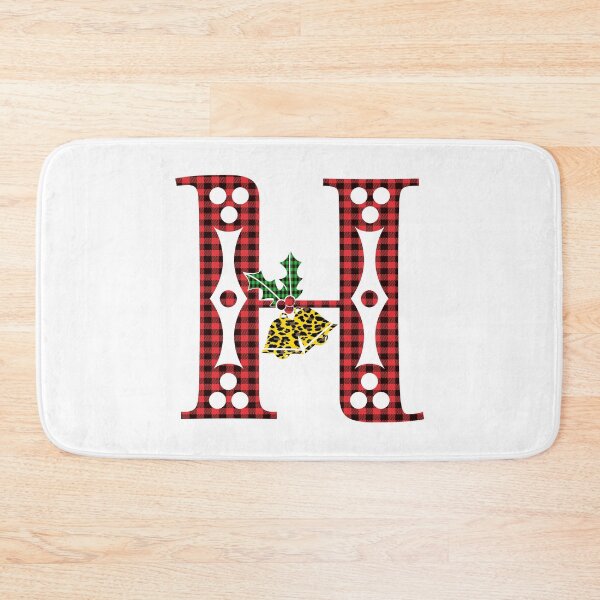 Item preview, Alphabet Letter H, Leopard Buffalo Plaid Christmas Design designed and sold by MonogramHQ.