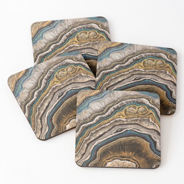 Item preview, Galaxy Gold Geode / Art Painting / Turquoise Agate / Earthy / Crystals  designed and sold by artenvironments.