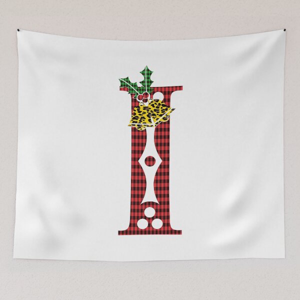 Item preview, Alphabet Letter I, Leopard Buffalo Plaid Christmas Design designed and sold by MonogramHQ.