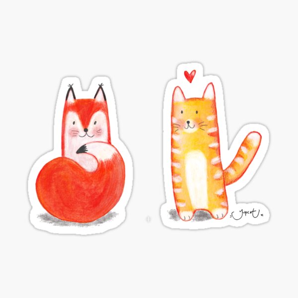 Miss Fox & Mister Cat Sticker
