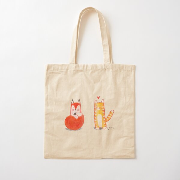Miss Fox & Mister Cat Tote Bag Cotton Tote Bag