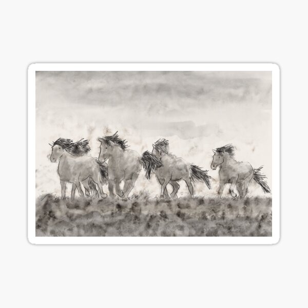 Ponies on the pasture Sticker