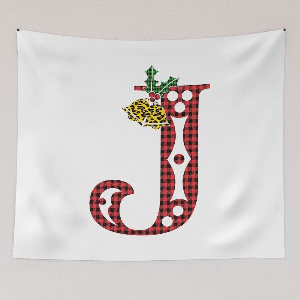Item preview, Alphabet Letter J, Leopard Buffalo Plaid Christmas Design designed and sold by MonogramHQ.