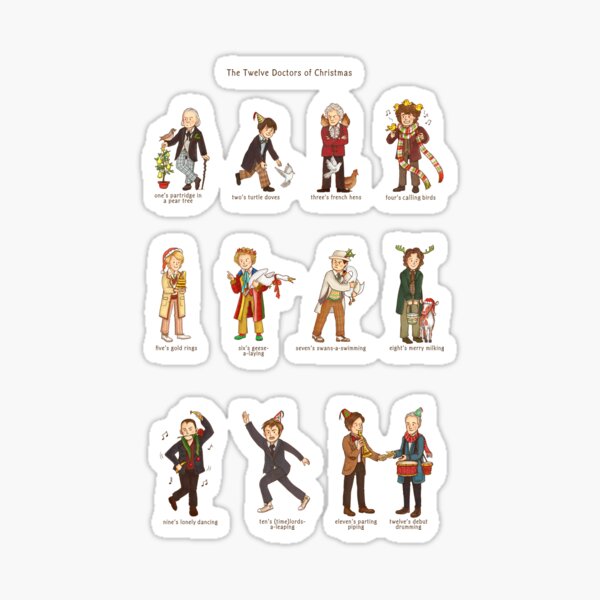 The Twelve Doctors of Christmas Sticker