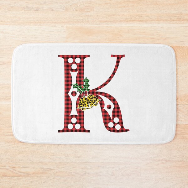 Item preview, Alphabet Letter K, Leopard Buffalo Plaid Christmas Design designed and sold by MonogramHQ.