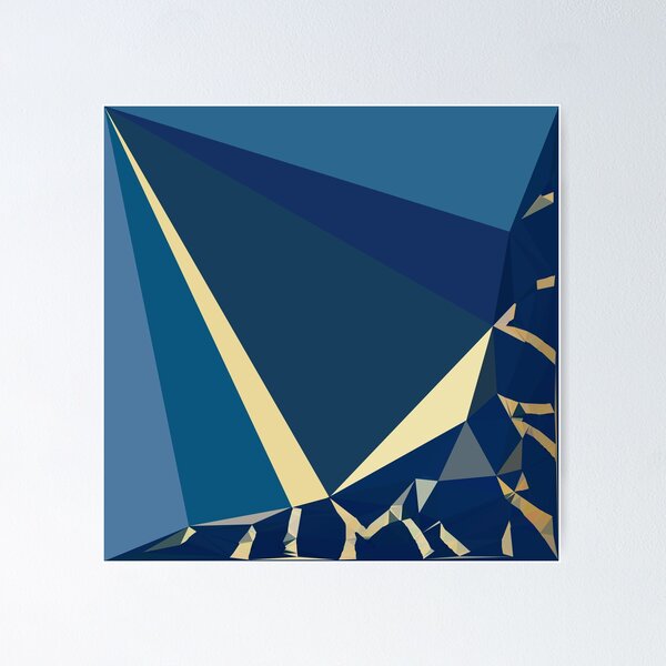 Item preview, Blue Gold Abstract Low Poly Geometric Nature Art  designed and sold by Vicky Brago-Mitchell®.