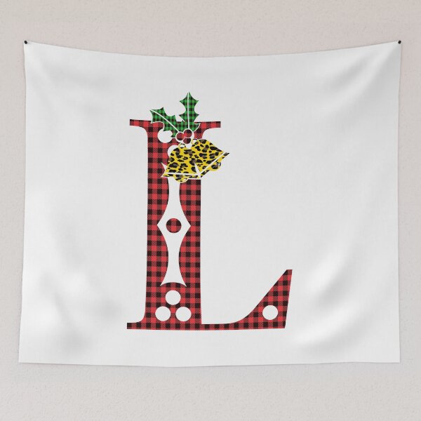 Item preview, Alphabet Letter L, Leopard Buffalo Plaid Christmas Design designed and sold by MonogramHQ.