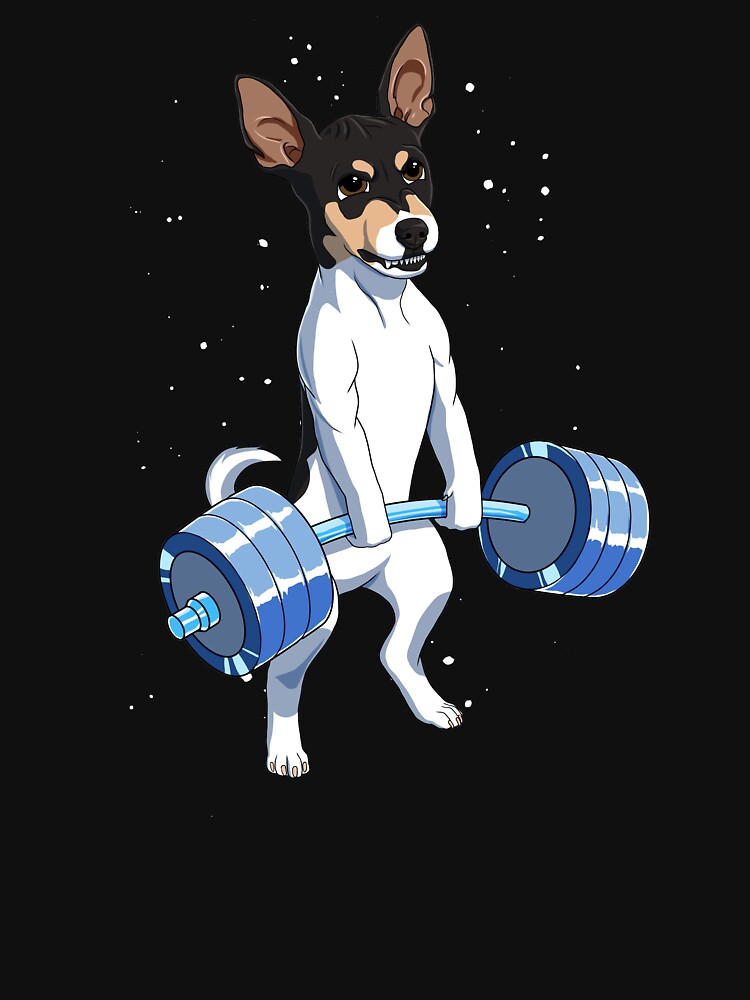 Thumbnail 7 of 7, Classic T-Shirt, Funny Fitness Weight Lifting Rat Terrier Dog designed and sold by alwe-designs.