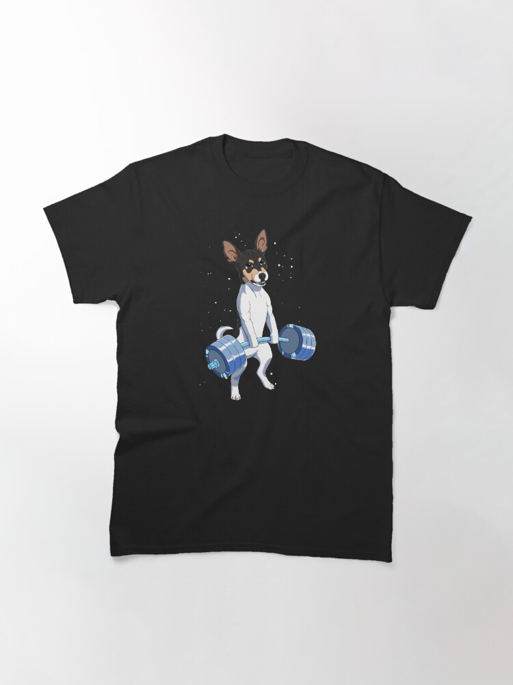 Thumbnail 3 of 7, Classic T-Shirt, Funny Fitness Weight Lifting Rat Terrier Dog designed and sold by alwe-designs.