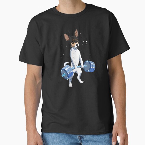 Vista previa del artículo con la obra «Culturismo Entrenamiento Peso Muerto Rat Terrier Perro», diseñado y vendido por alwe-designs.