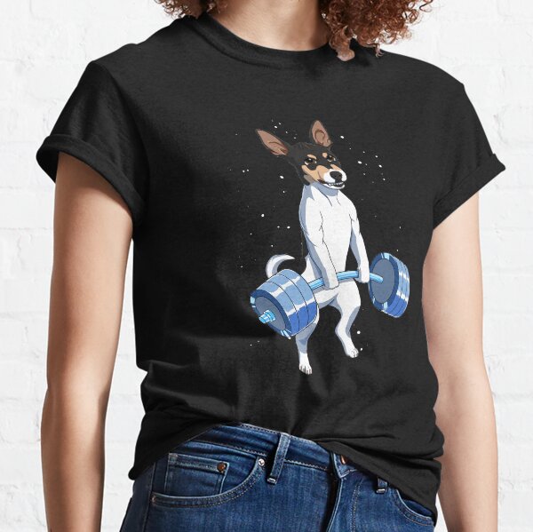 Funny Fitness Weight Lifting Rat Terrier Dog Classic T-Shirt