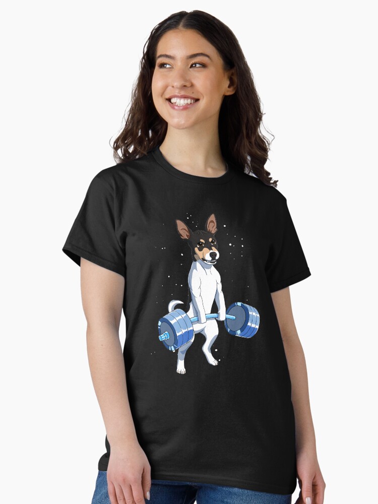 Thumbnail 2 of 7, Classic T-Shirt, Funny Fitness Weight Lifting Rat Terrier Dog designed and sold by alwe-designs.