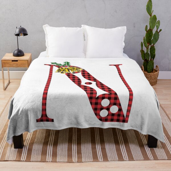 Item preview, Alphabet Letter N, Leopard Buffalo Plaid Christmas Design designed and sold by MonogramHQ.