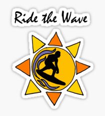 Cool Ride the Wave Surfing Art Sticker