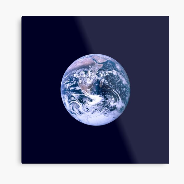 The Blue Marble Earth from Space on Night Blue Metal Print
