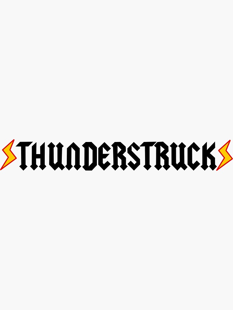 "Thunderstruck AC/DC Lyrics Lightning Bolts" Sticker for Sale by