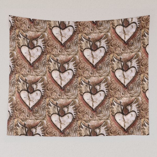 Item preview, Winged Heart /  Carved Art / Cherub Wings / Swirls Pattern / Valentine /Mexican Heart / Milagro Heart designed and sold by artenvironments.