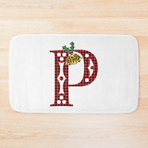 Item preview, Alphabet Letter P, Leopard Buffalo Plaid Christmas Design designed and sold by MonogramHQ.