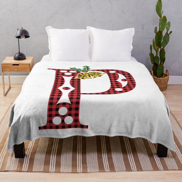 Item preview, Alphabet Letter P, Leopard Buffalo Plaid Christmas Design designed and sold by MonogramHQ.