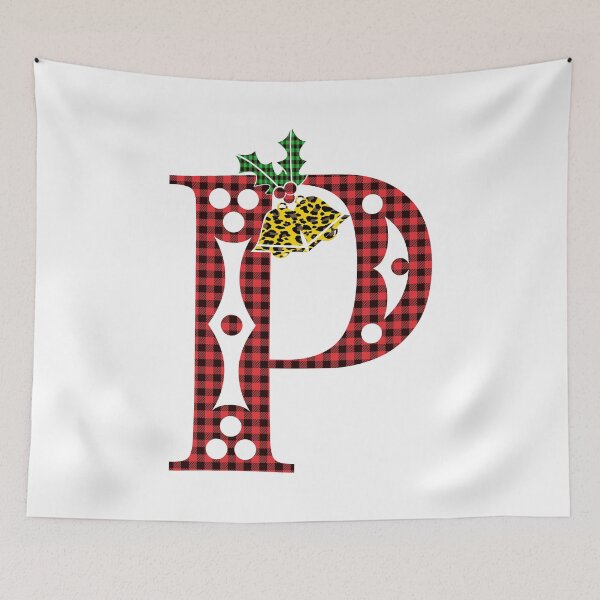 Item preview, Alphabet Letter P, Leopard Buffalo Plaid Christmas Design designed and sold by MonogramHQ.