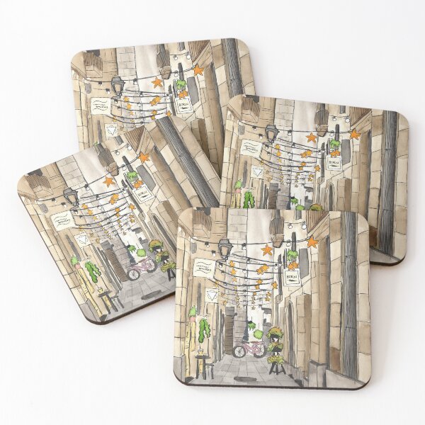 Item preview, Barcelona Barrio Gótico Watercolor Painting designed and sold by watercolornikki.