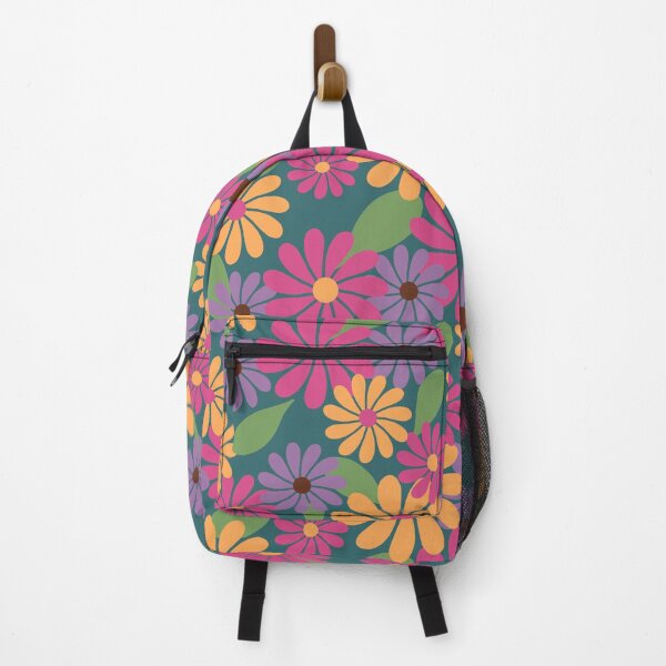Item preview, Colorful Pink Floral Summer Print Pattern | Teal, Gold, Pink, Purple designed and sold by Lavender Mint Graphics.