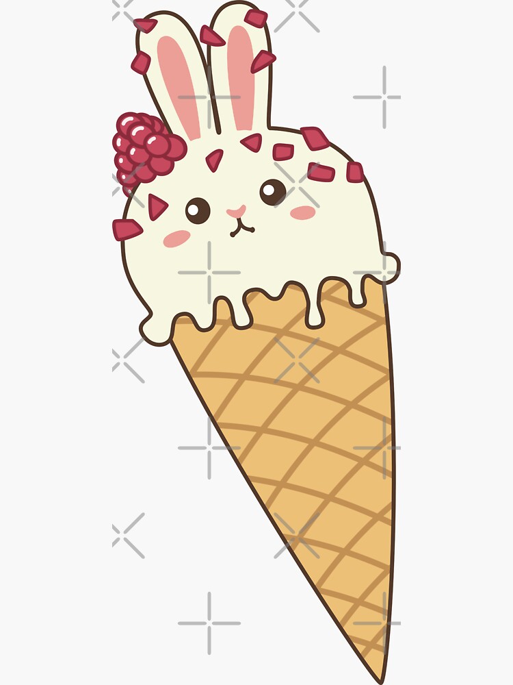 Thumbnail 3 of 3, Sticker, Vanilla & Raspberry Bunny Ice Cream designed and sold by ElectricFangs.